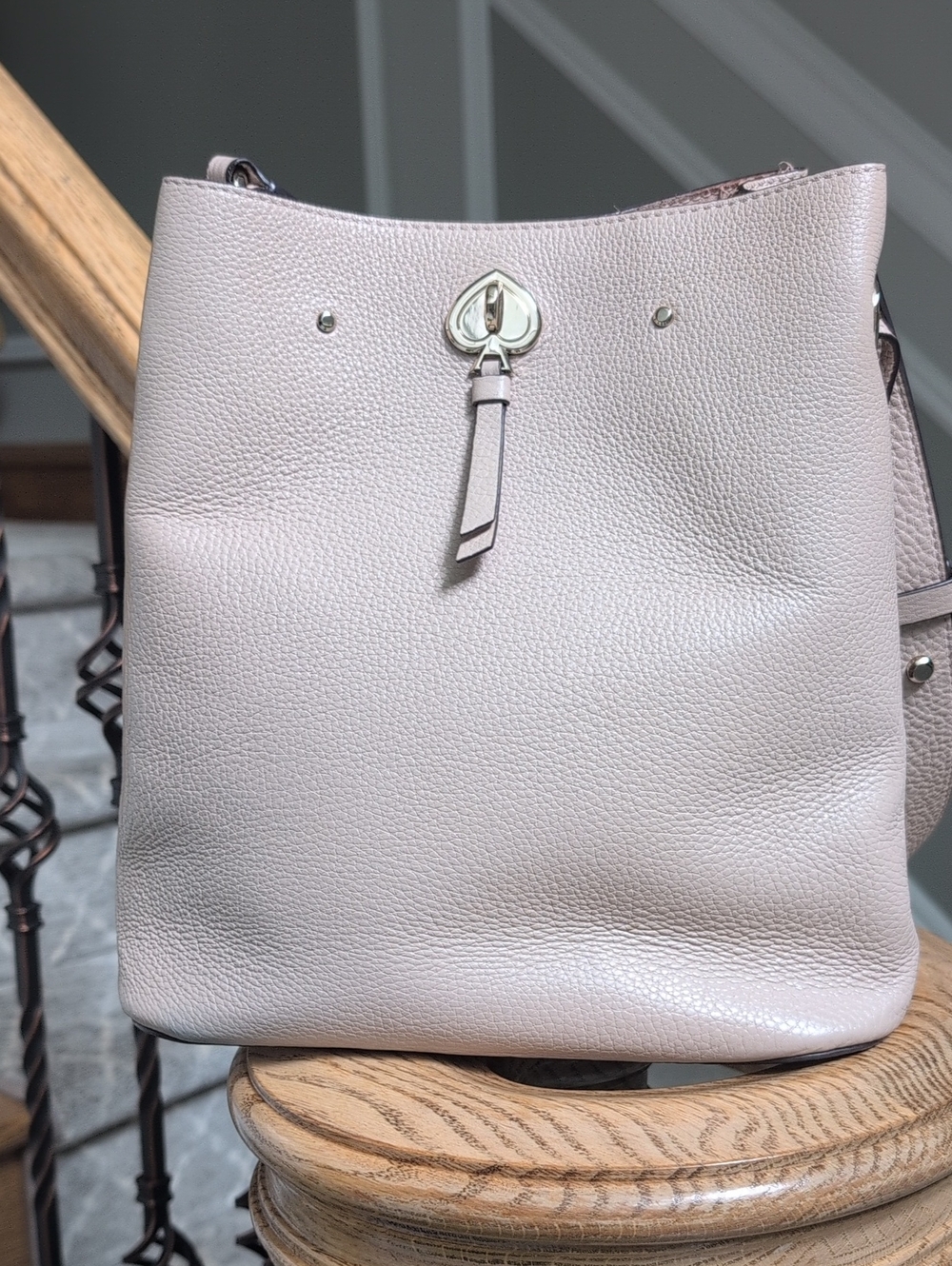 Kate Spade Marti Pebbled Leather Bucket Bag in Taupe